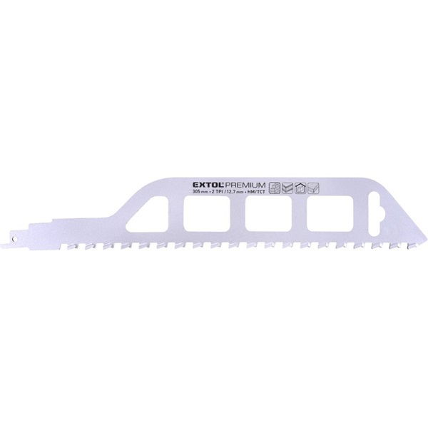 EXTOL Szablyafűrészlap 1db, Bosch befogás, HM/TCT fogak, 305 mm, 2TPI, gázbetonhoz, durva vágás termék fő termékképe