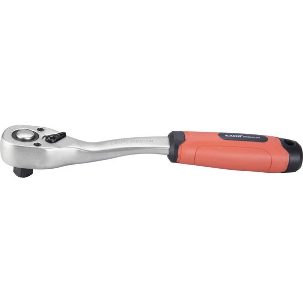 EXTOL Racsnis hajtókar, CV., 45 fog, hajlított szár, csúszásgátló TPR markolat; 1/2", 253 mm termék fő termékképe