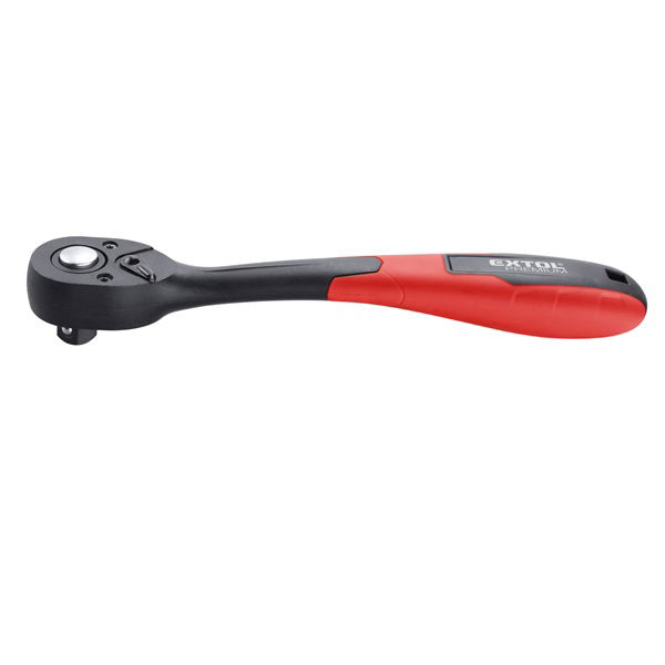 EXTOL Racsnis hajtókar, CV., 72 fog, hajlított szár, csúszásgátló TPR markolat; 1/2", 250mm termék fő termékképe