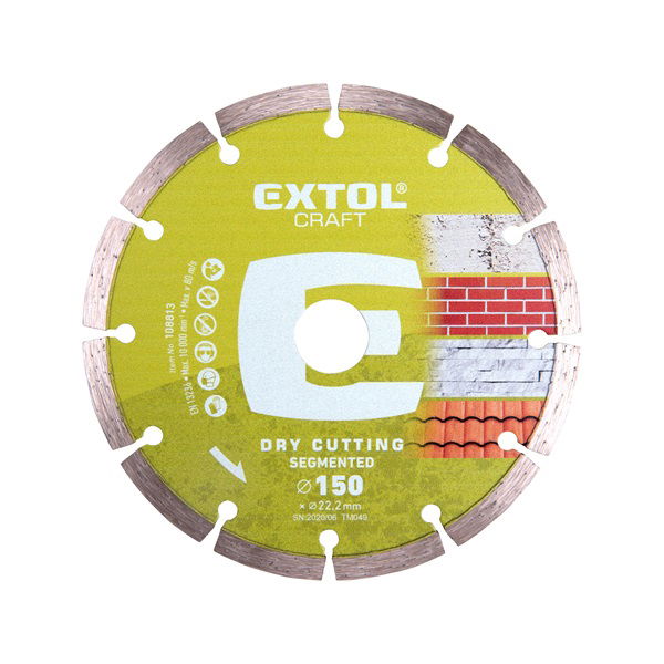 EXTOL Gyémántvágó szegmenses; 150×22,2mm, max.10.200 ford/perc termék fő termékképe