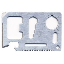 Túlélő kártya, 11 funkciós, tokkal; 6,9×4,5×0,2cm, inox termék fő termékképe