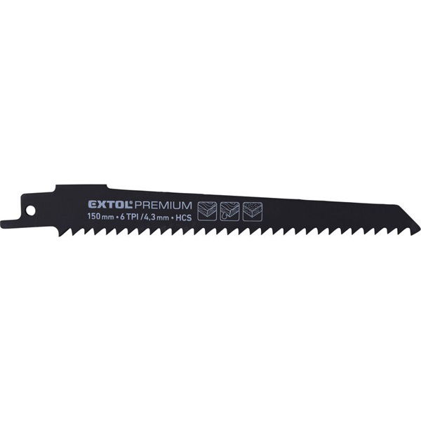 EXTOL Szablyafűrészlap készlet., 3db, Bosch befogás, 150 mm, 6T, HCS, fához, műanyaghoz termék fő termékképe