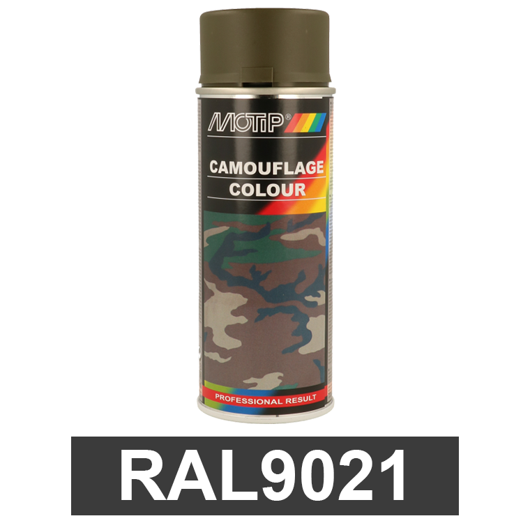 Motip CAMOUFLAGE álcázó festék spray, matt, RAL9021 kátrányfekete, 400 ml termék fő termékképe