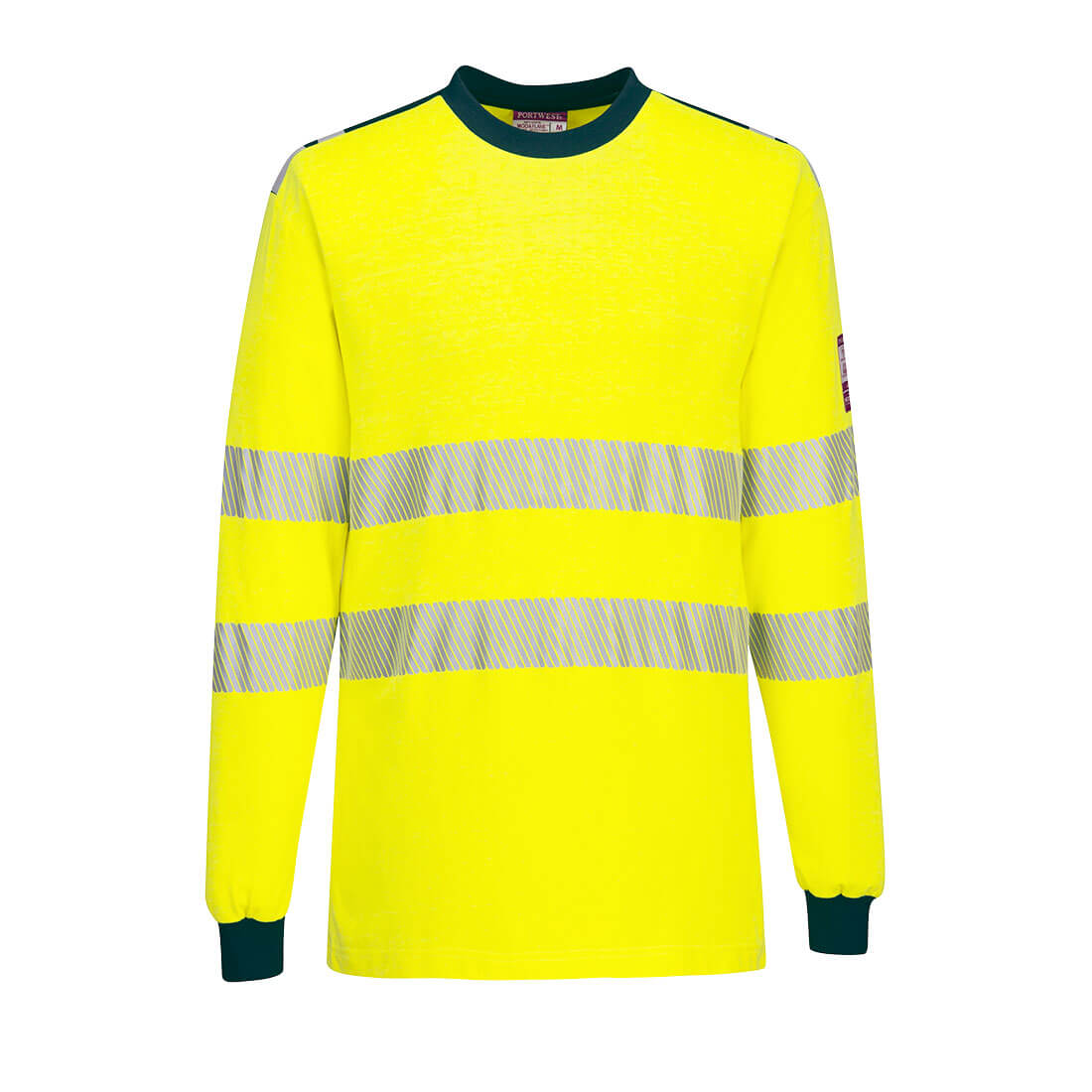Portwest FR701 - PW3 Modaflame Knit Hi-Vis FR lángálló hosszú ujjú póló, sárga/tengerészkék termék fő termékképe