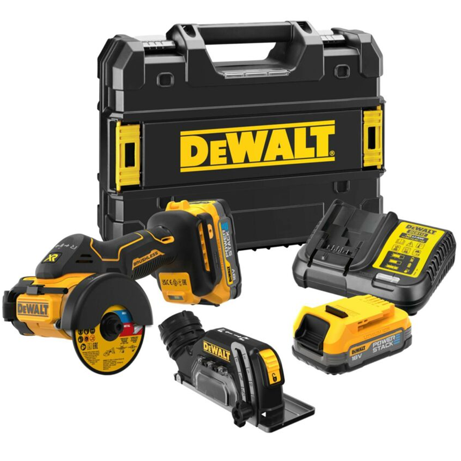 Dewalt DCS438E2T szénkefe nélküli akkus univerzális vágógép (2 x 1.7 Ah Powerstack Li-ion akkuval, TSTAK koffer) termék fő termékképe